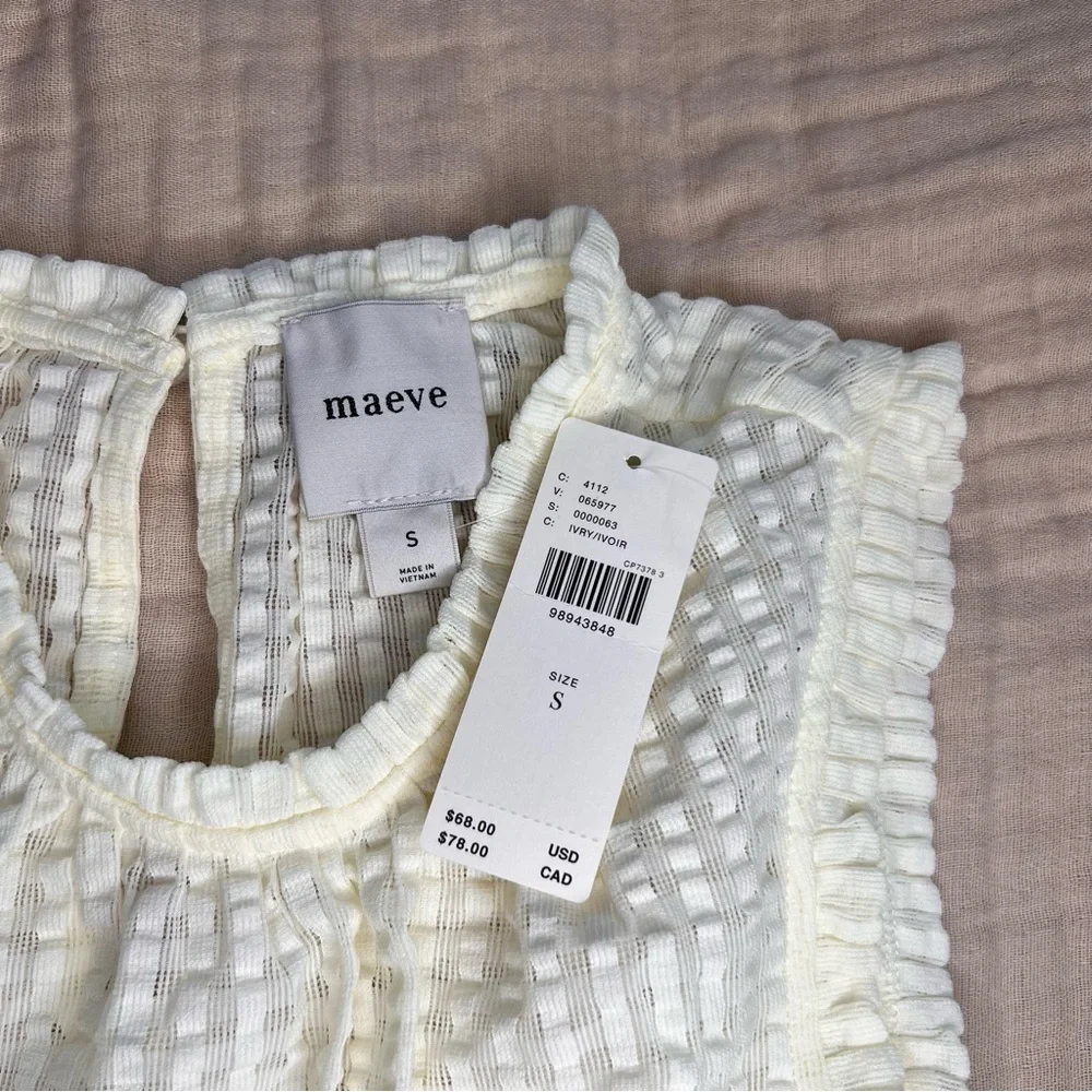 NWT Anthropologie Maeve White Smocked Halter Blouse Top. Size Small‎ - Picture 8 of 8